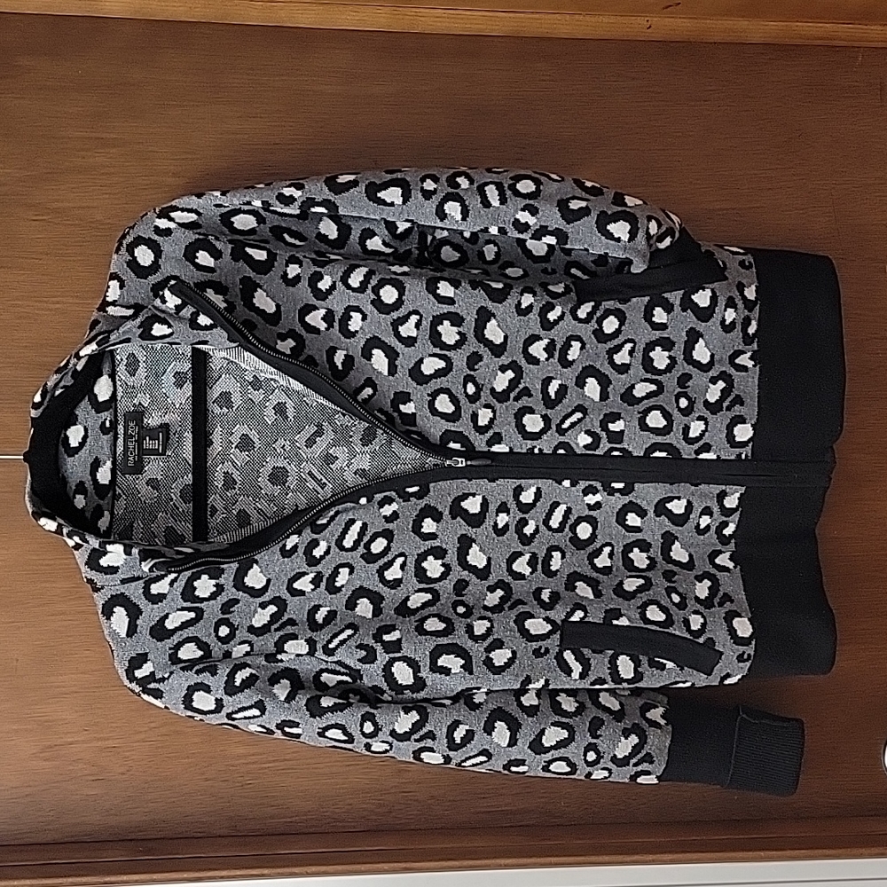 Rachel Zoe Medium animal print zip up sweater - Picture 3 of 6